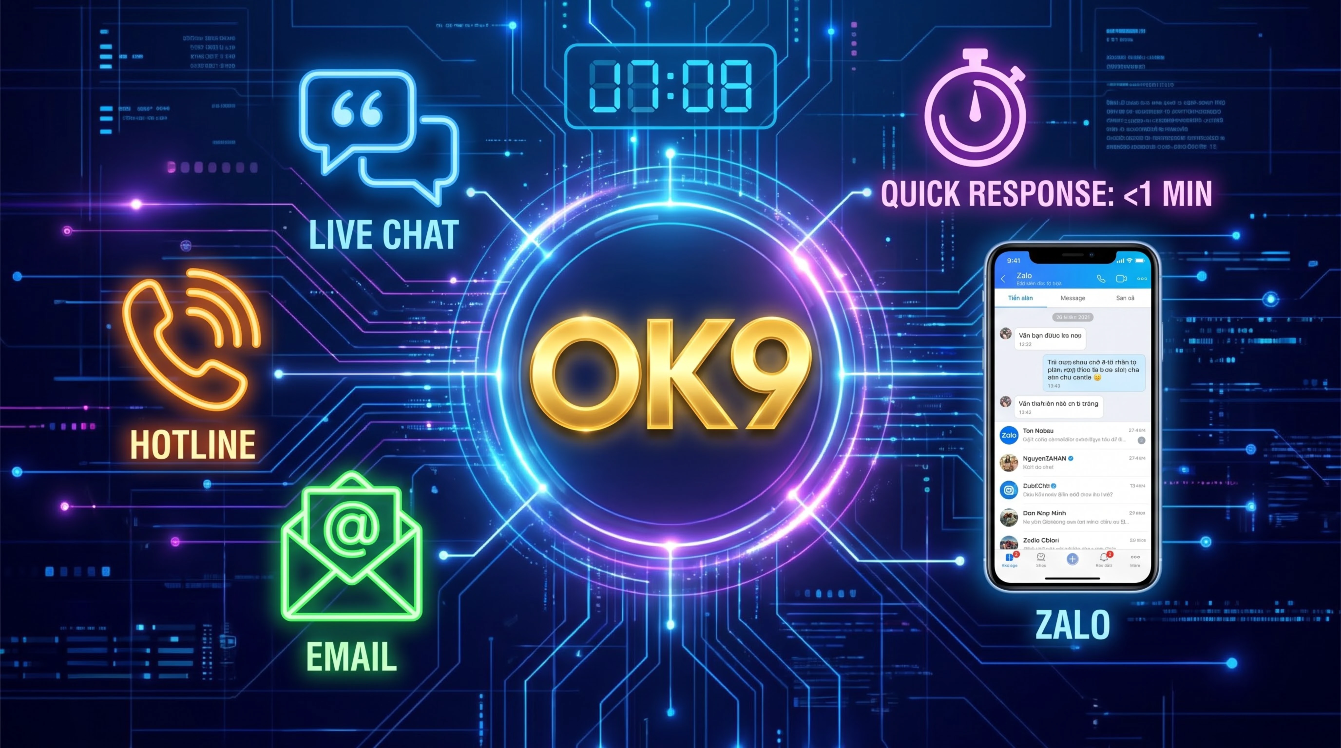 Hotline 0965-368-638, Live Chat, Email hỗ trợ