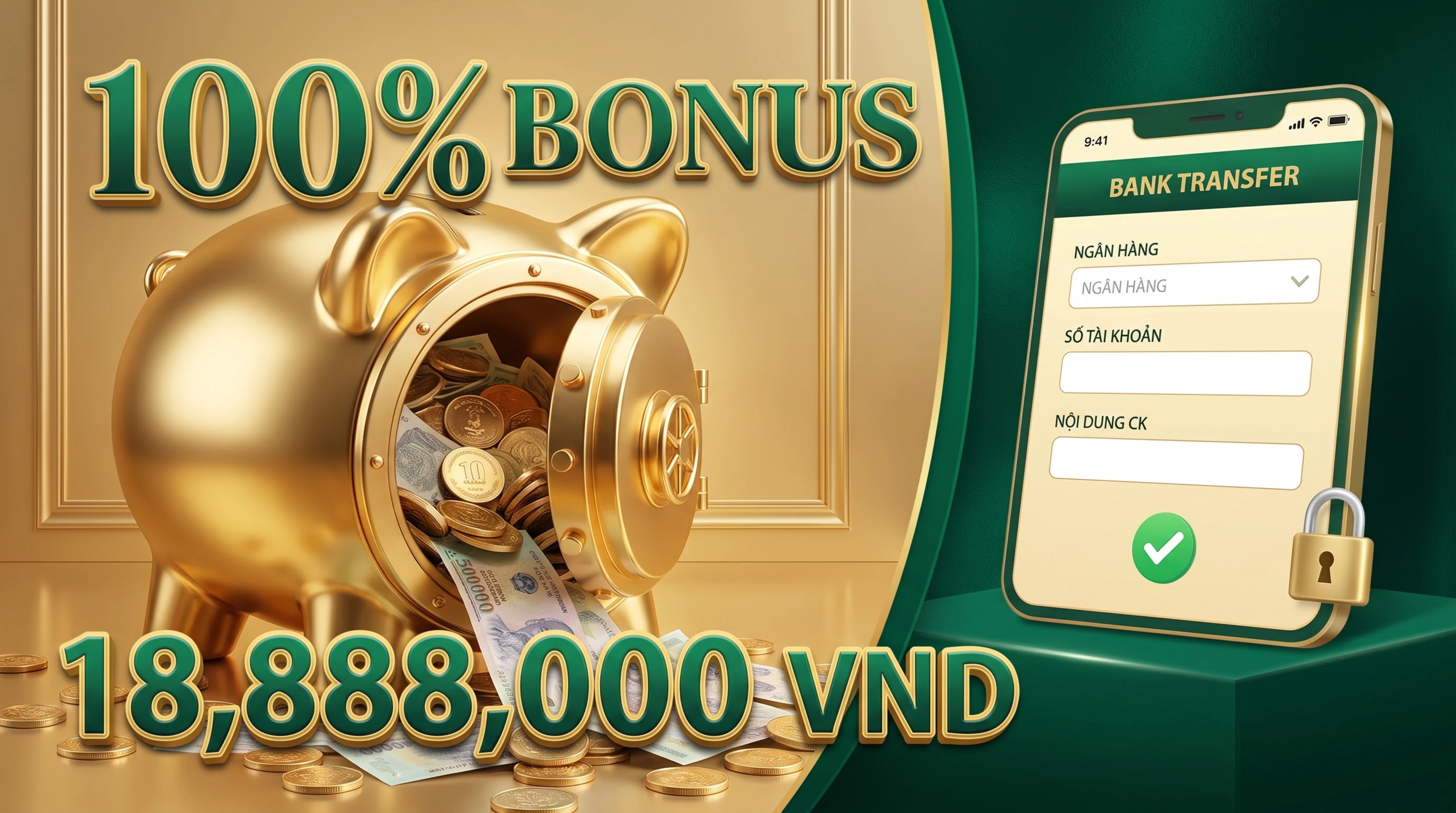 Thưởng nạp tiền lần đầu 100% - Tối đa 18,888K